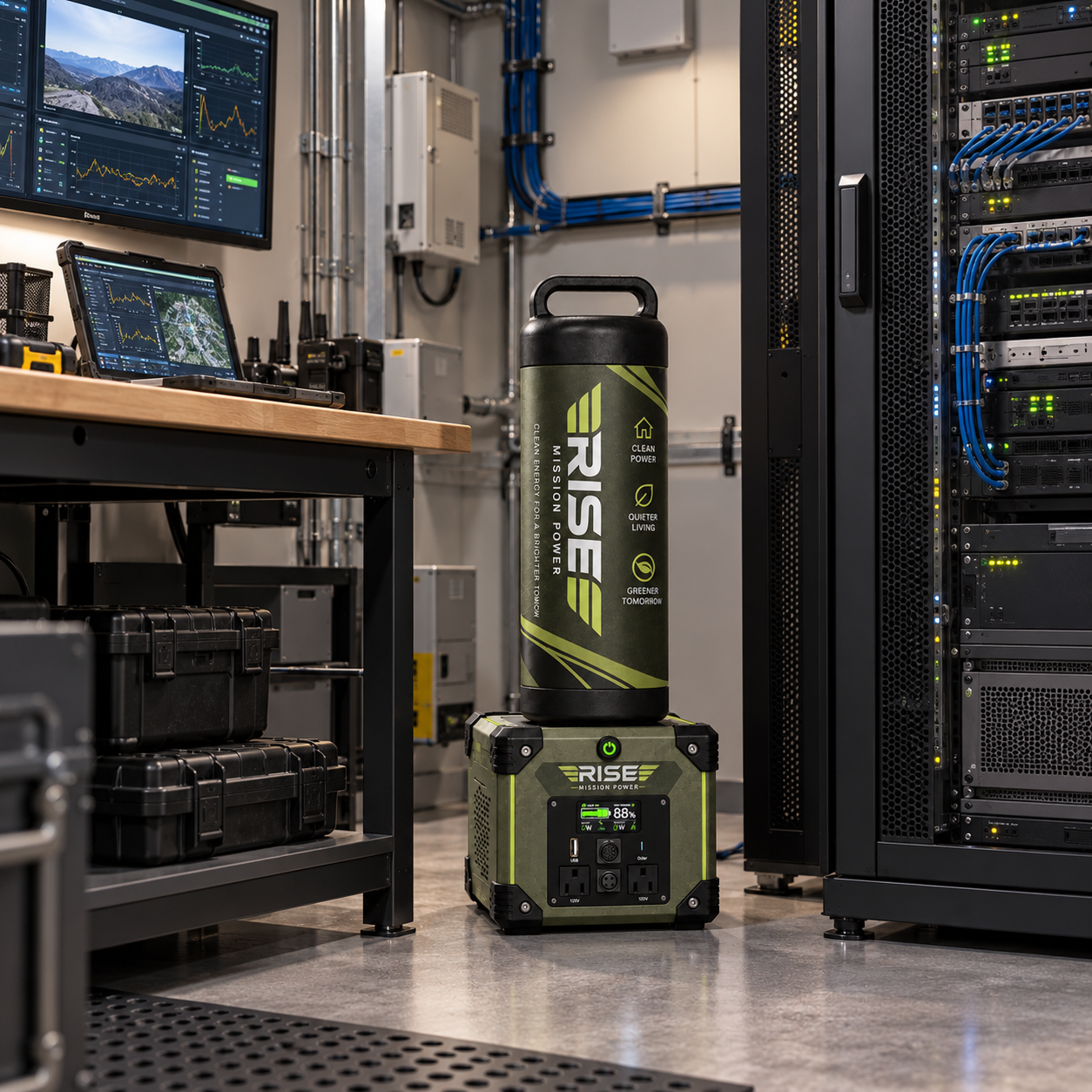 Rise power system in a technical server room