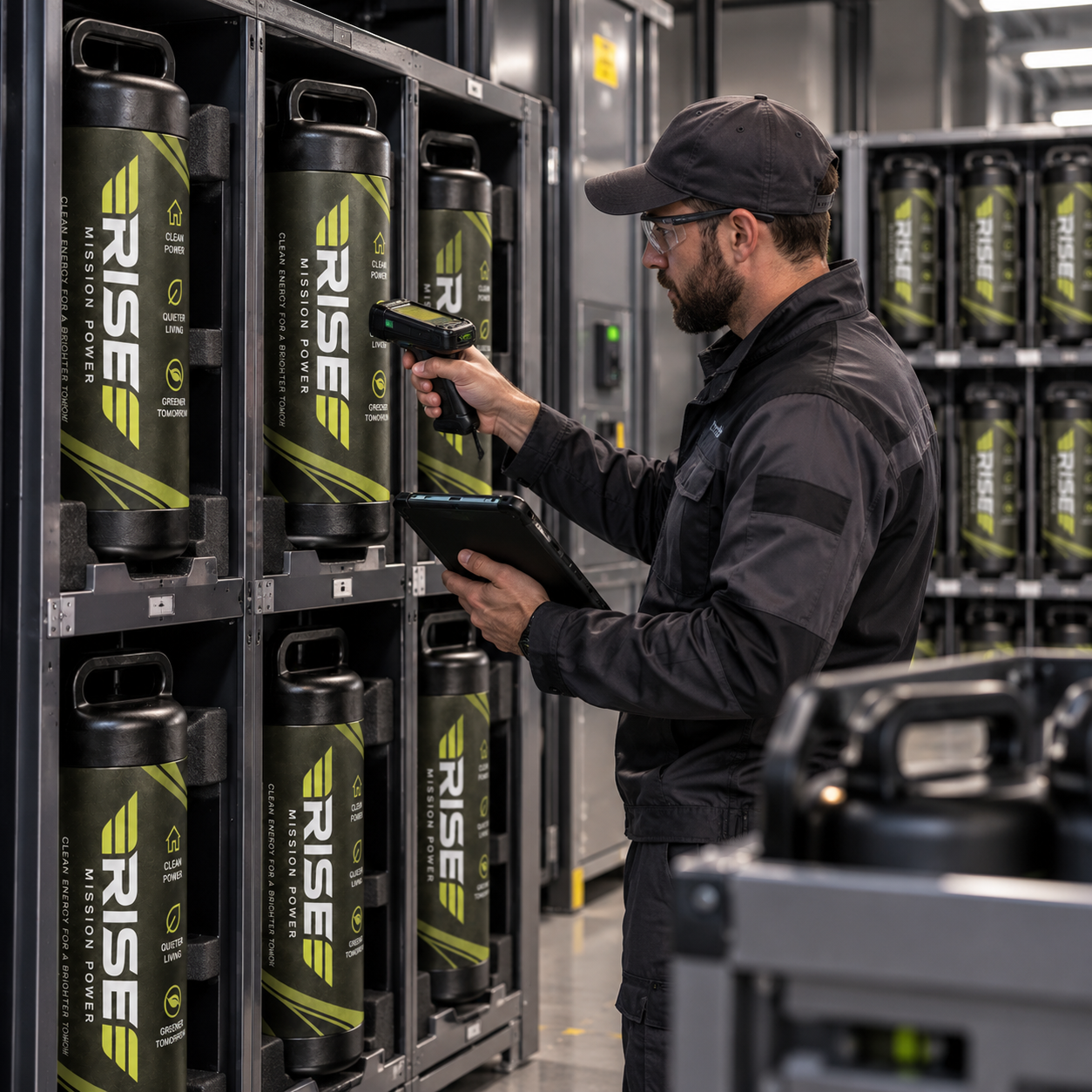 Inventory scan in the Rise energy warehouse